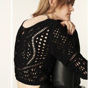 Ba&sh black Marc crochet cardigan size M